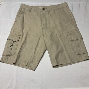 Paradise Collection Mens Khaki Linen light‎ weight daily cargo shorts 32